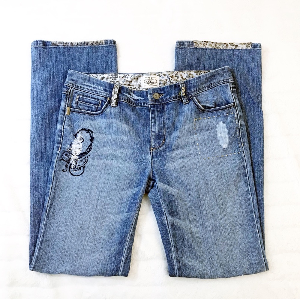 White Black market bootcut ripped embroidered jean